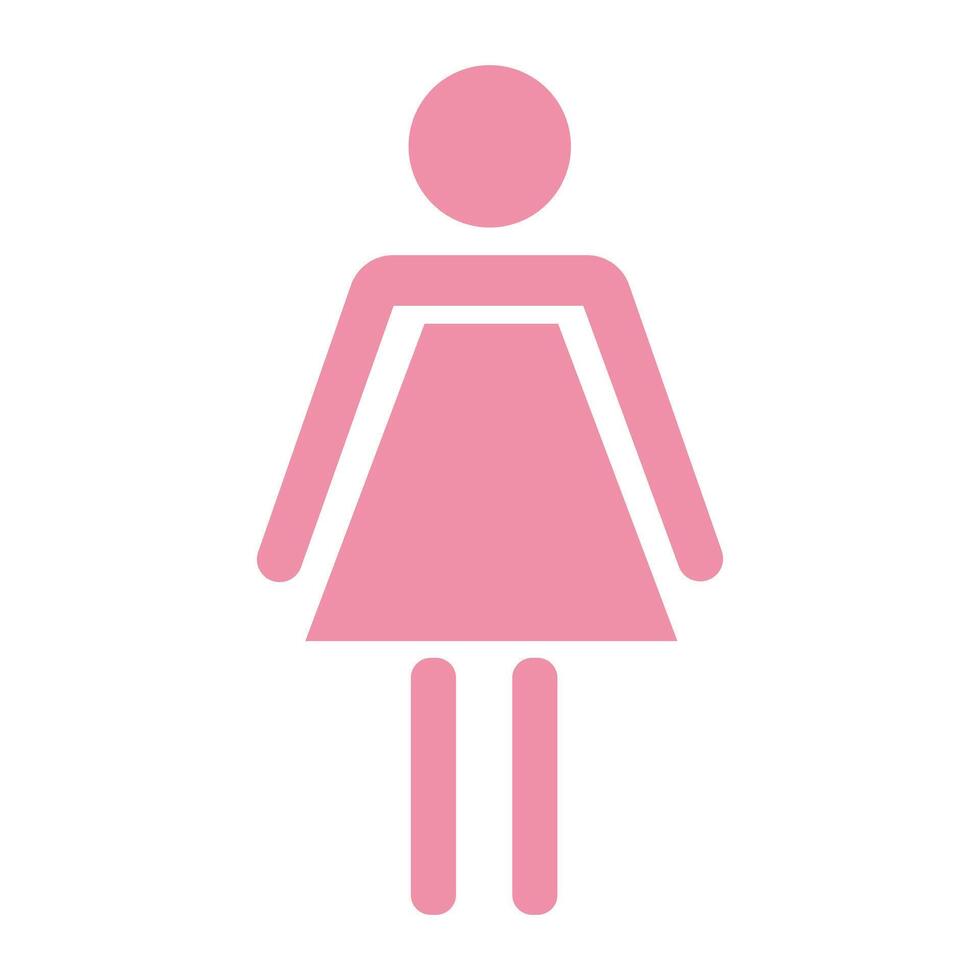 femmina Genere simbolo. bagno glifo icona nel rosa colore. gabinetto ragazza piatto icona. vettore