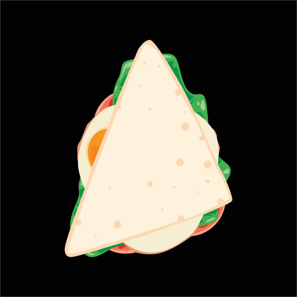 Sandwich vettore illustrazione con prosciutto, formaggio e verdure