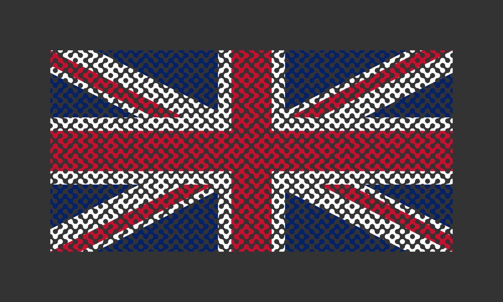 labirinto modello grande Gran Bretagna bandiera su il nero sfondo per fondale decorazione vettore