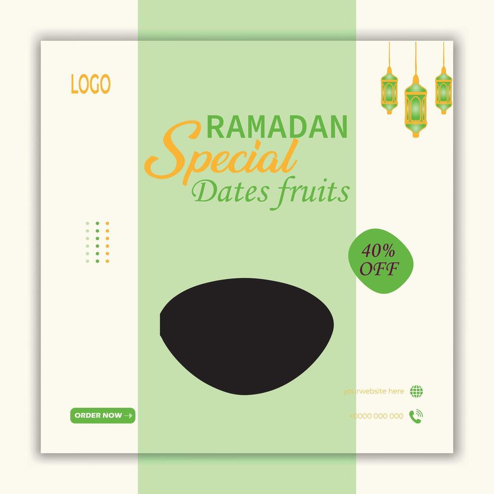 Ramadan speciale date frutta vendita sociale media bandiera modello vettore