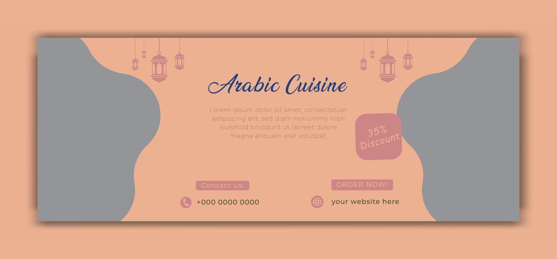 Arabo cibo Ramadan kareem iftar sociale media copertina design vettore