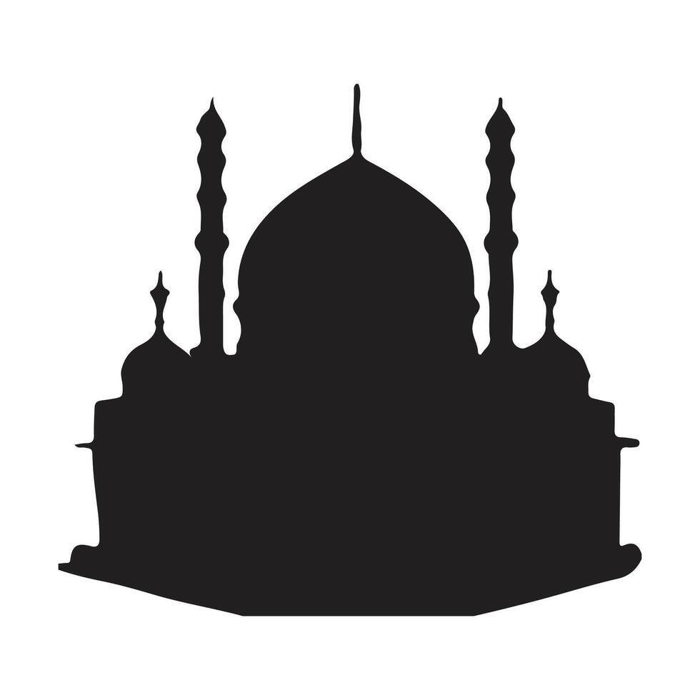 il davanti lato di il moschea, silhouette. bianca sfondo vettore