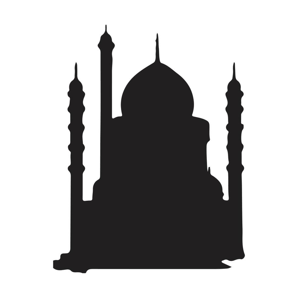 il davanti lato di il moschea, silhouette. bianca sfondo vettore