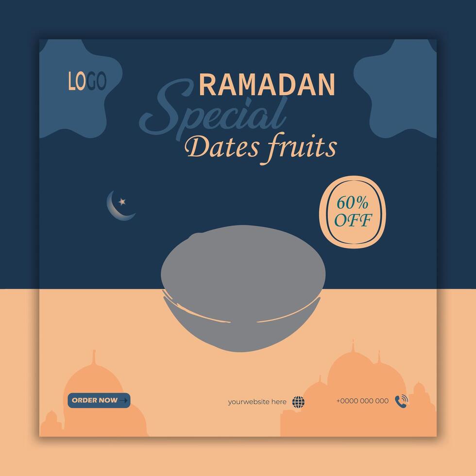 Ramadan speciale date frutta vendita sociale media bandiera modello vettore