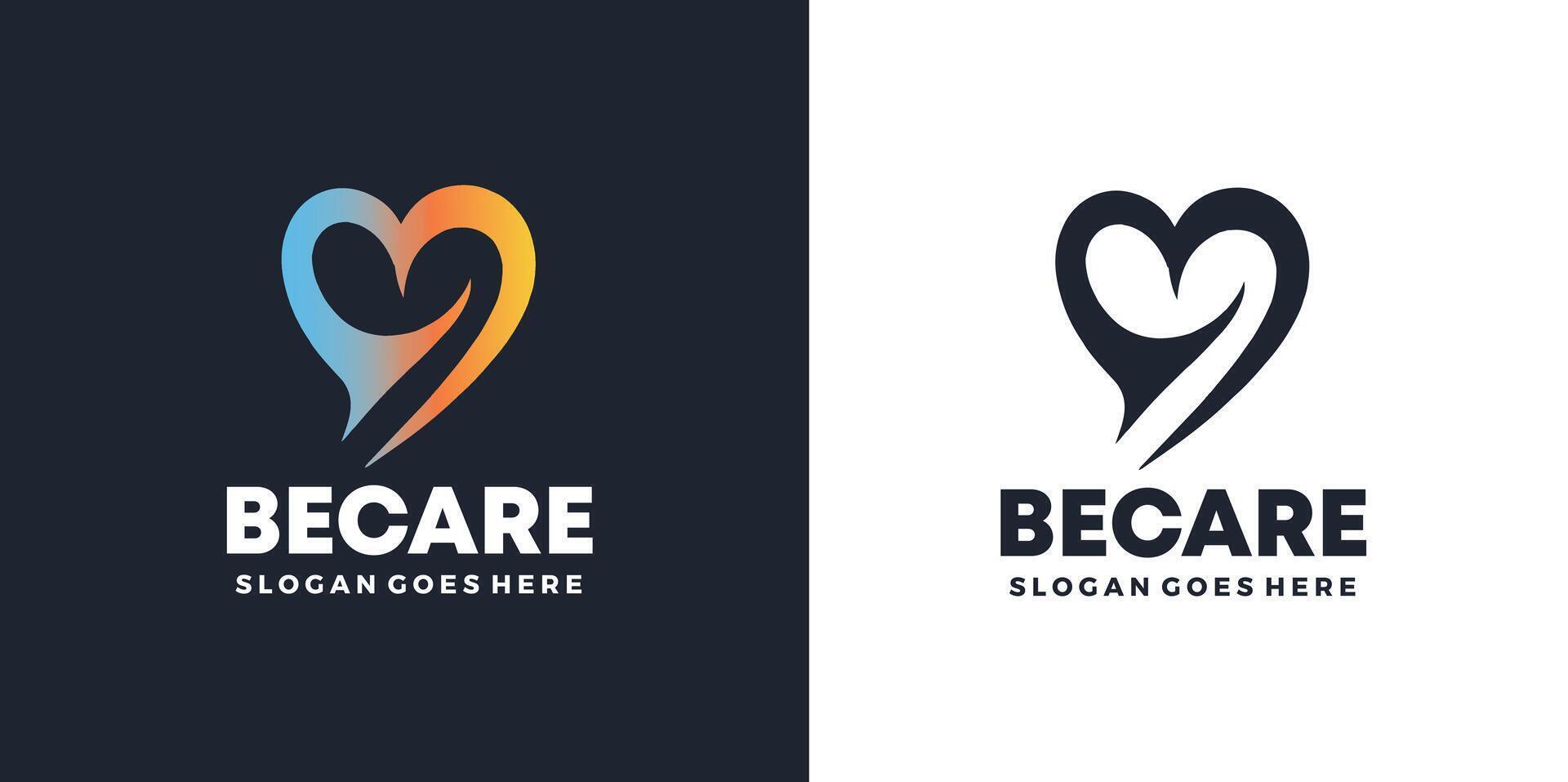 cuore icona e persone amore cura logo design per beneficenza e supporto vettore concetto, amore e contento vita vettore professionista vettore
