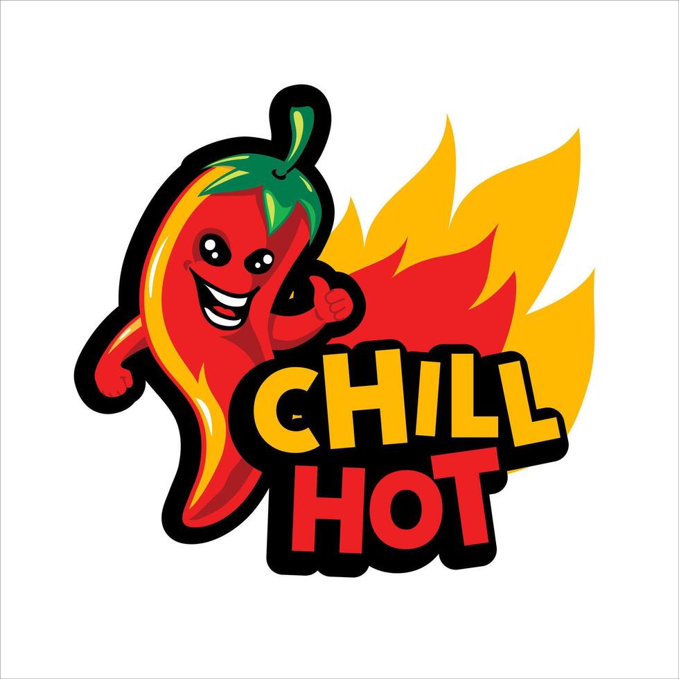 rosso caldo chili portafortuna logo con nome testo vettore