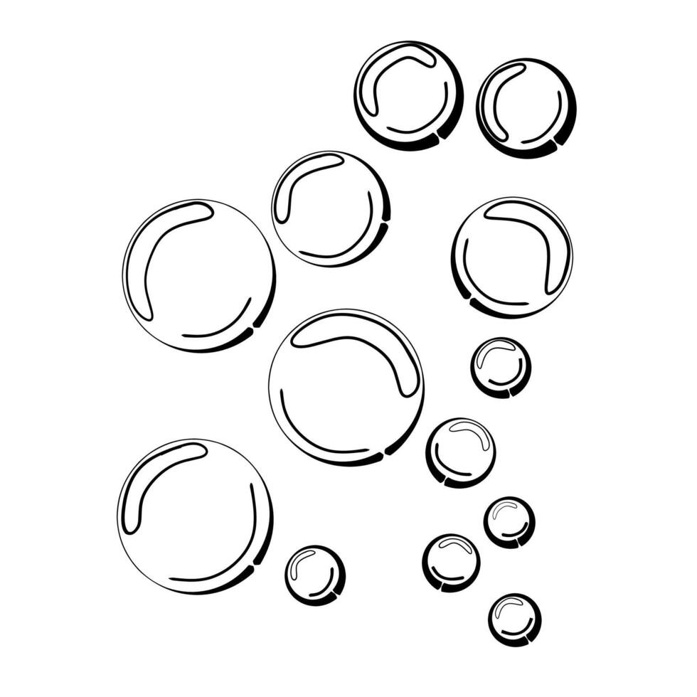 sapone bolle icona di diverso dimensioni isolato su bianca sfondo. schiuma modello. vettore illustrazione
