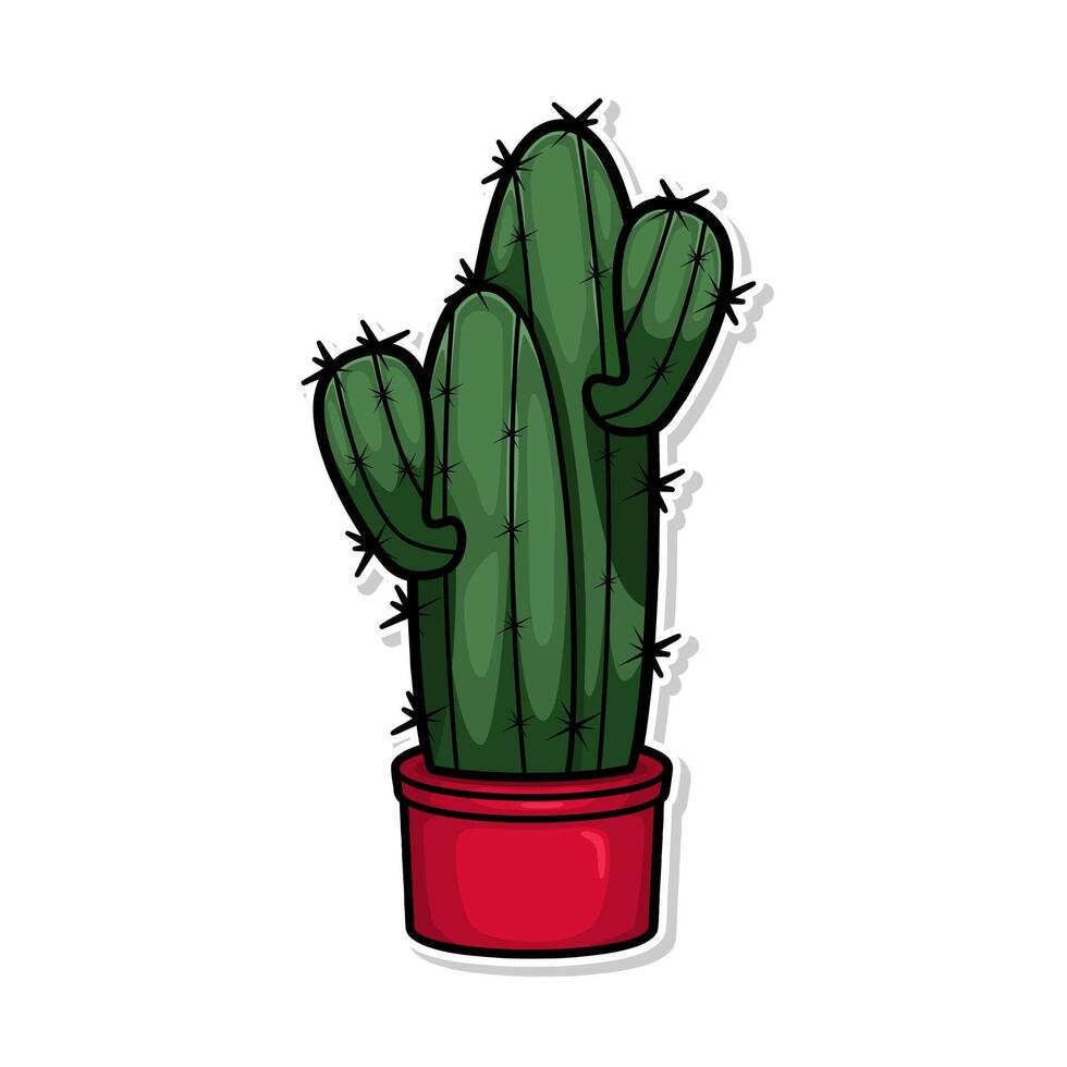 carino cactus scarabocchio cartone animato illustrazione arte vettore