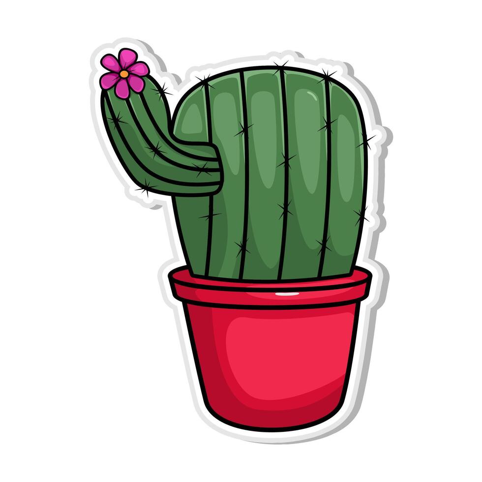 carino cactus scarabocchio cartone animato illustrazione arte vettore