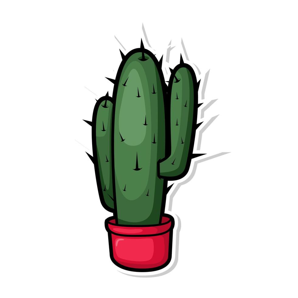 carino cactus scarabocchio cartone animato illustrazione arte vettore