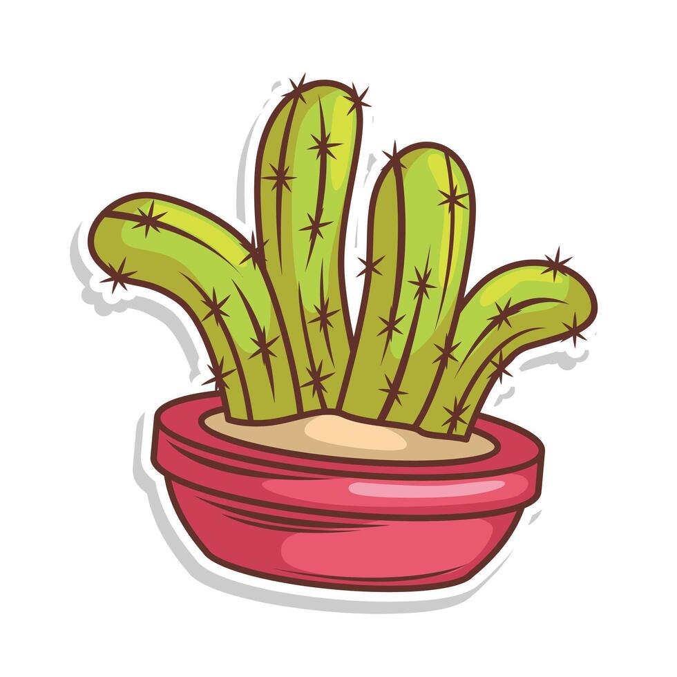 cactus cartone animato scarabocchio illustrazione arte vettore