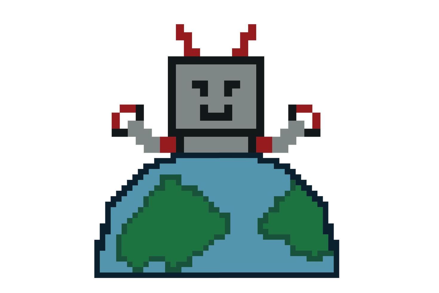 carino pixel cartone animato robot ai 8 bit personaggio gioco robot o ai per formazione scolastica Chiacchierare vettore grande testa 8 po Bot vettore tecnologia ai robot.