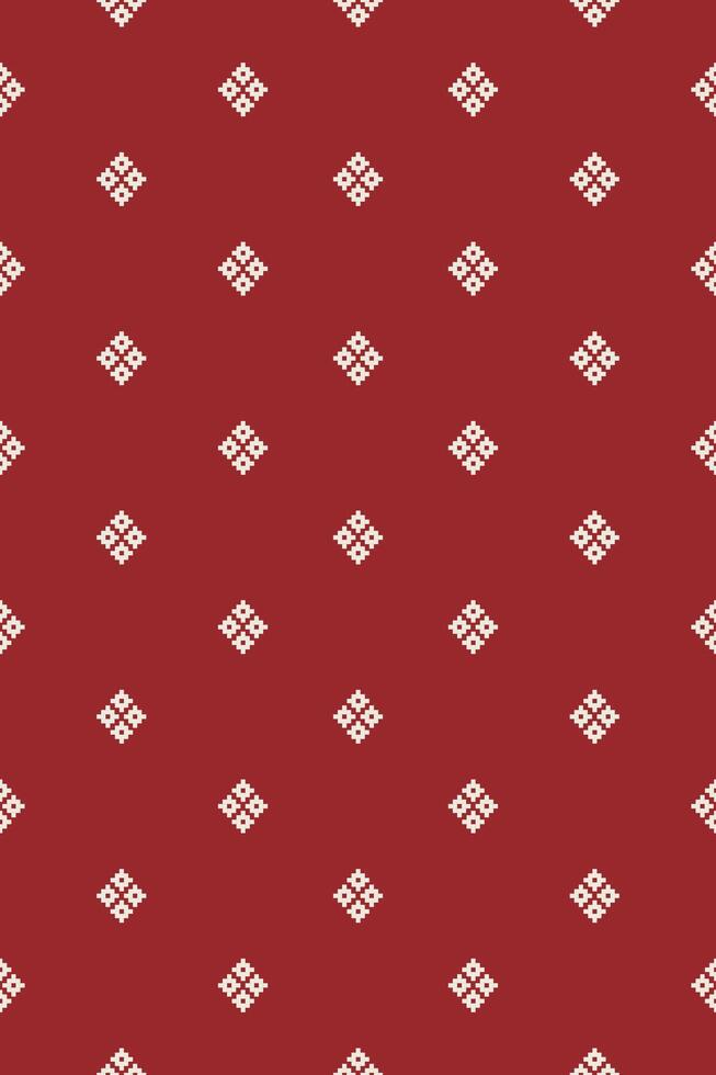 etnico geometrico tessuto modello attraversare punto.ikat ricamo etnico orientale pixel modello Natale rosso sfondo. astratto, vettore, illustrazione. trama, cornice, decorazione, motivi, seta sfondo. vettore