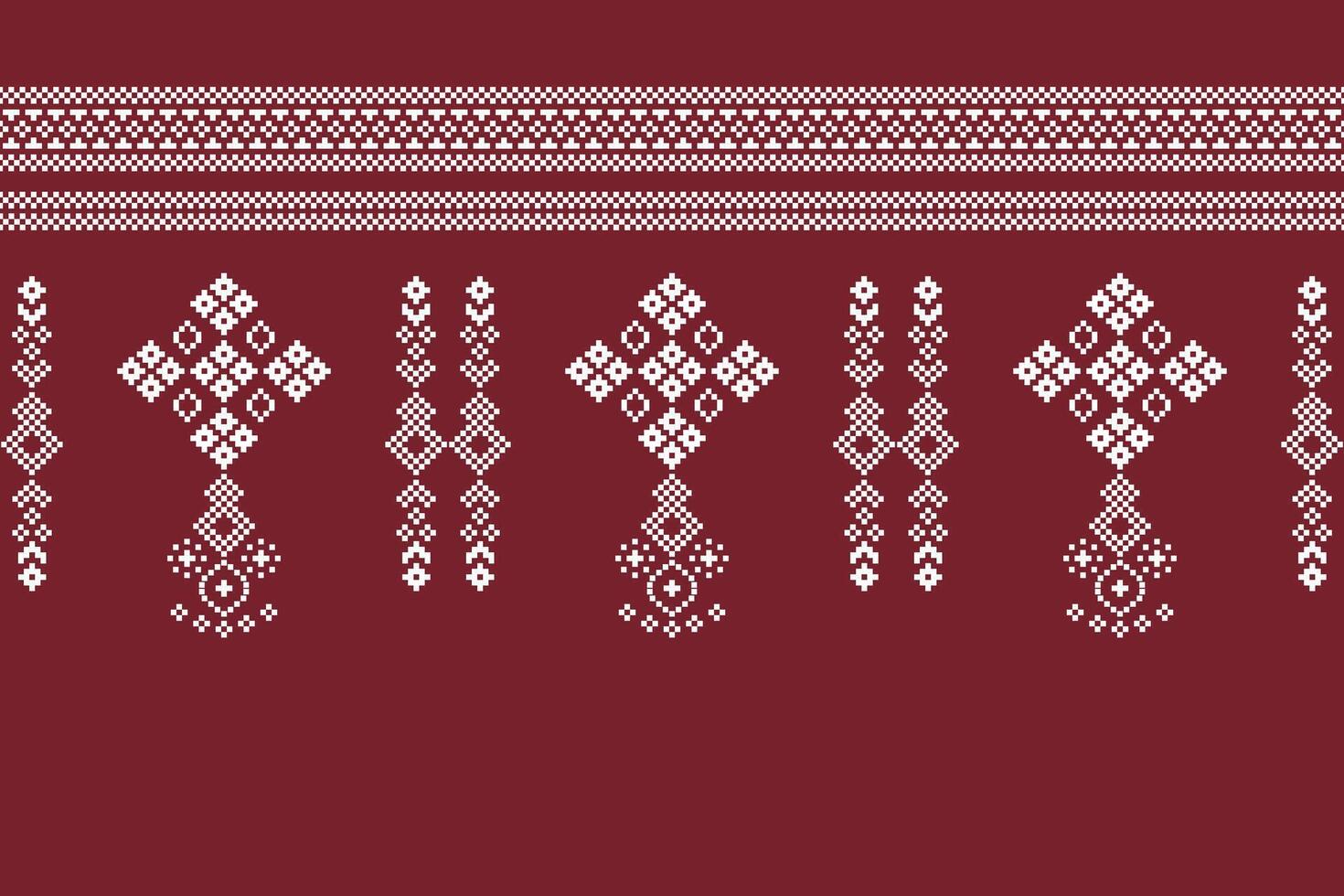 etnico geometrico tessuto modello attraversare punto.ikat ricamo etnico orientale pixel modello Natale rosso sfondo. astratto, vettore, illustrazione. trama, cornice, decorazione, motivi, seta sfondo. vettore