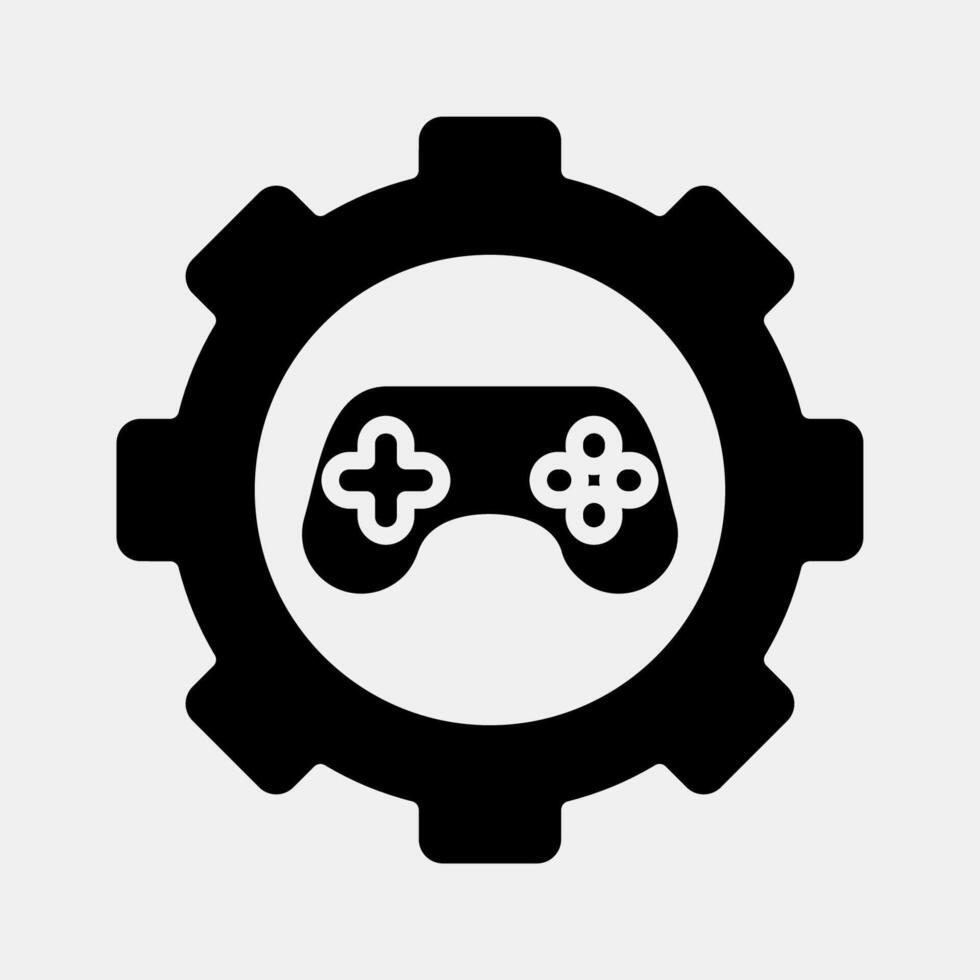icona gioco sviluppatore. esports gioco elementi. icone nel glifo stile. bene per stampe, manifesti, logo, pubblicità, infografica, eccetera. vettore