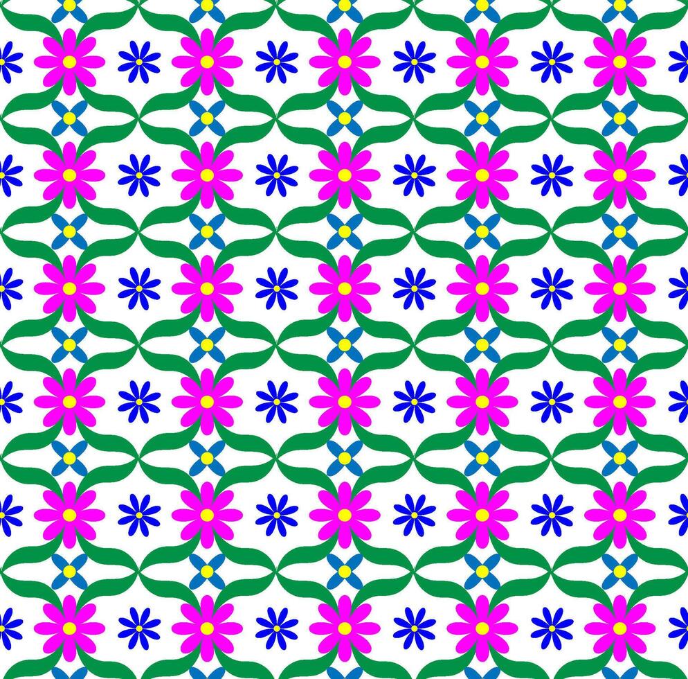 senza soluzione di continuità astratto vettore struttura nel il modulo di un' floreale modello di blu e rosa fiori su un' bianca sfondo