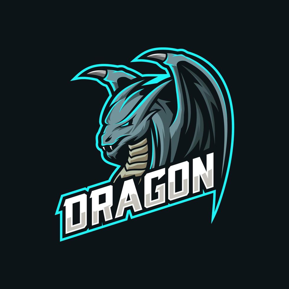 logo esport mascotte drago vettore