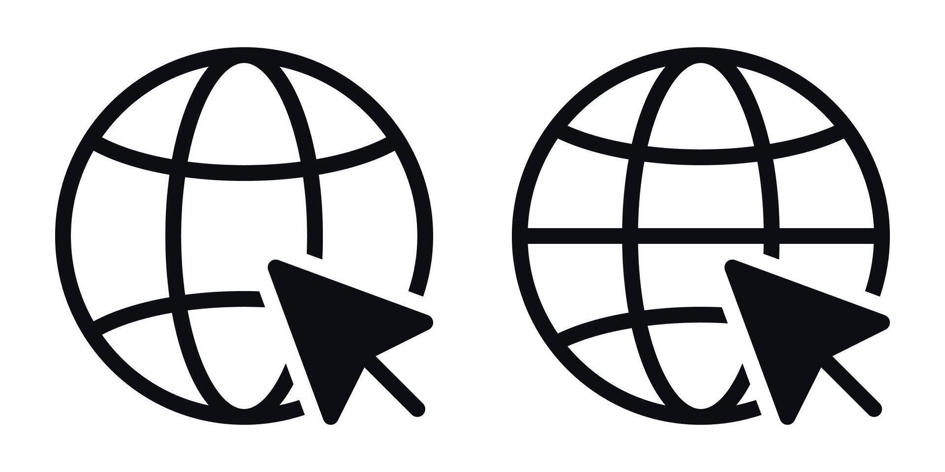 cursore Selezionare con globo icona impostato - globale selezione e navigazione simboli vettore