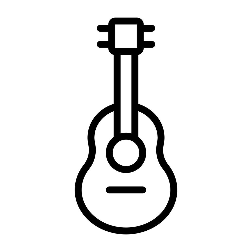 vettore nero linea icona acustico chitarra isolato su bianca sfondo