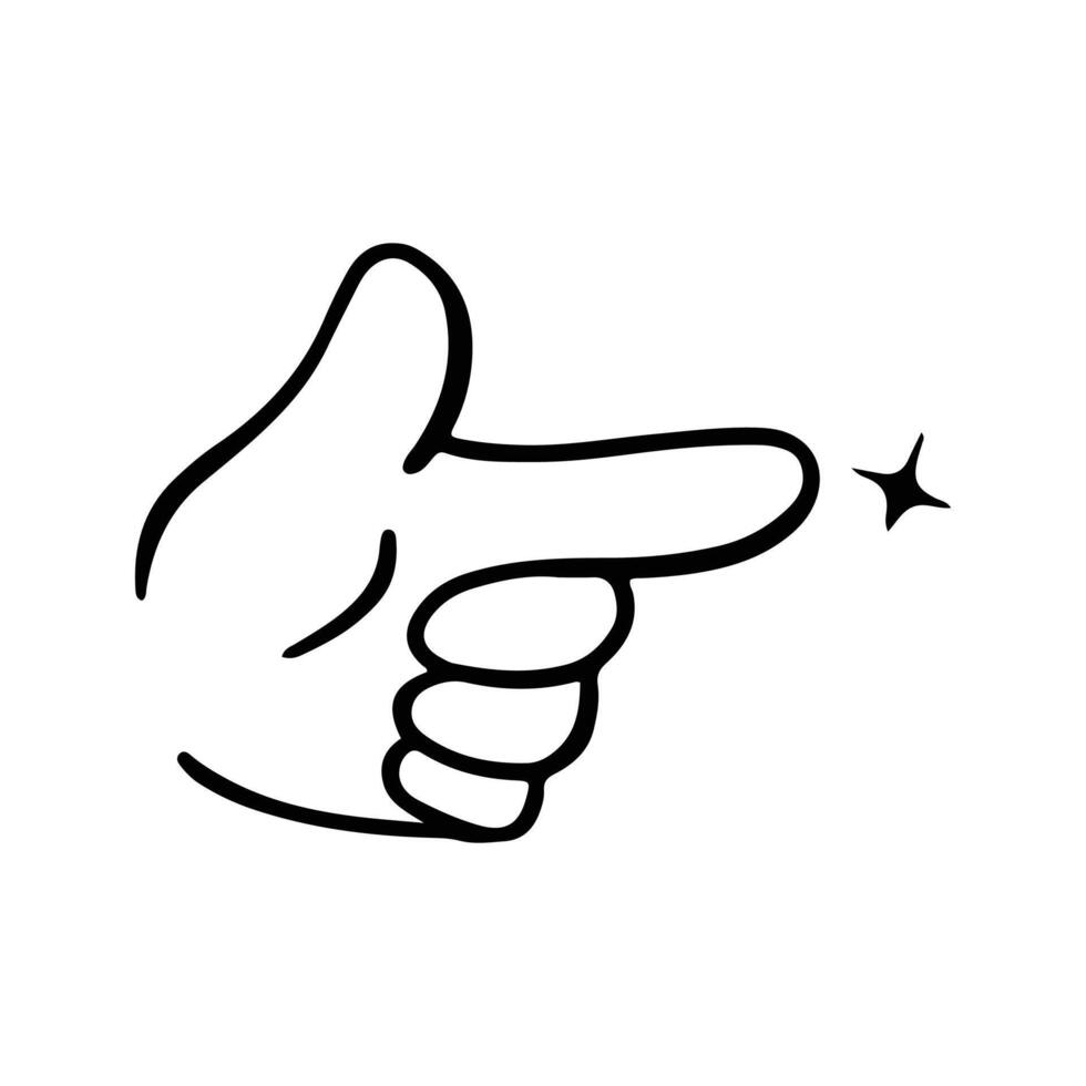 kawaii mano gesti cartello e simbolo isolato nel bianca sfondo. carino scarabocchio cartone animato mano design. adatto per adesivi, figli di libri e cartone animato elementi vettore