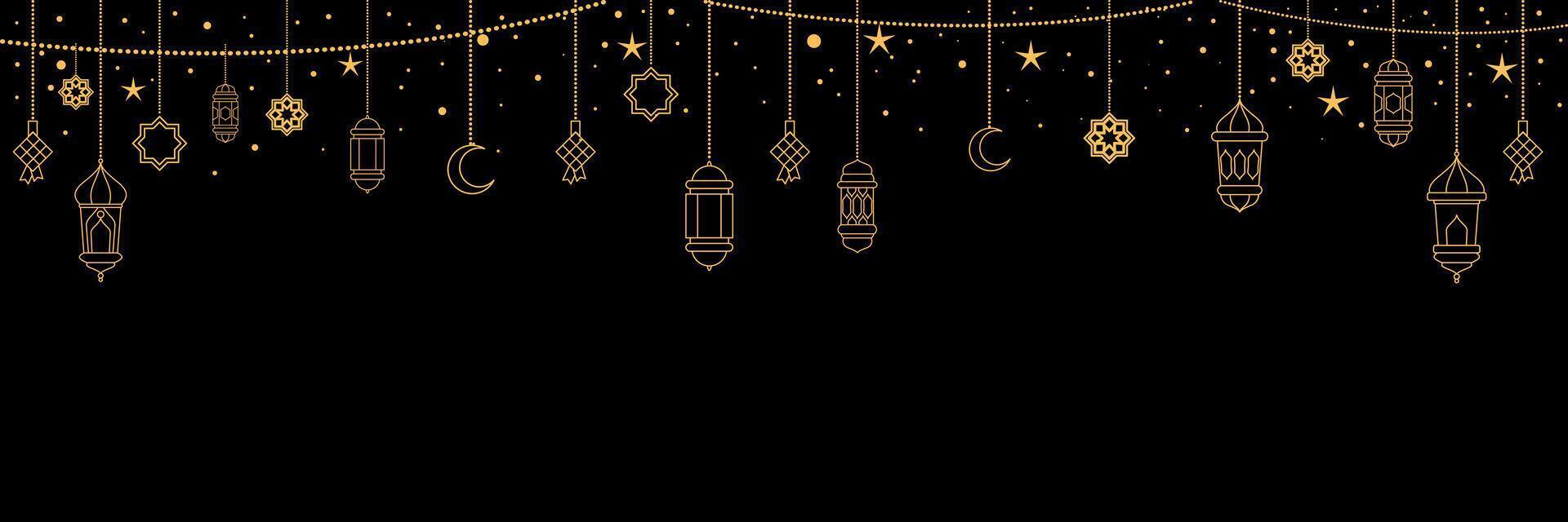 islamico sfondo con Arabo tradizionale Ramadan kareem orientale lanterne ghirlanda vettore
