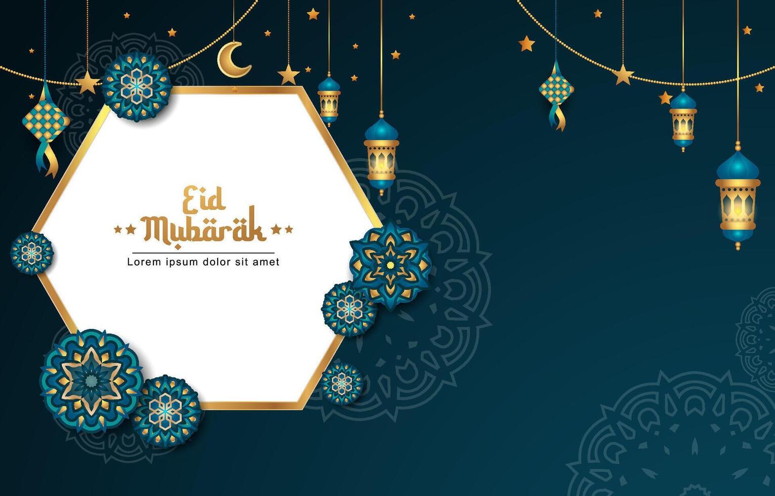 elegante eid mubarak islamico bandiera design vettore