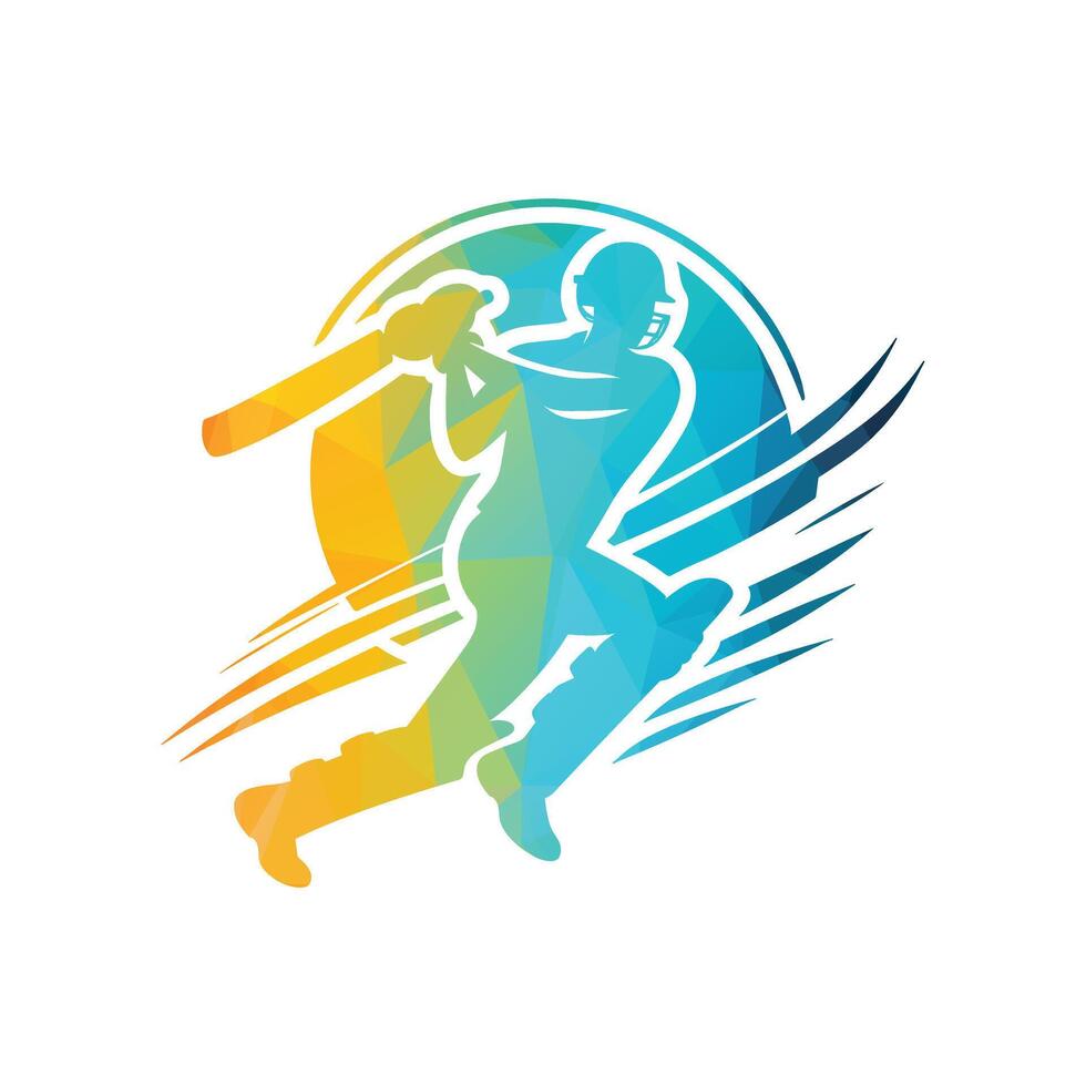 cricket giocatore logo creativo illustrazione vettore
