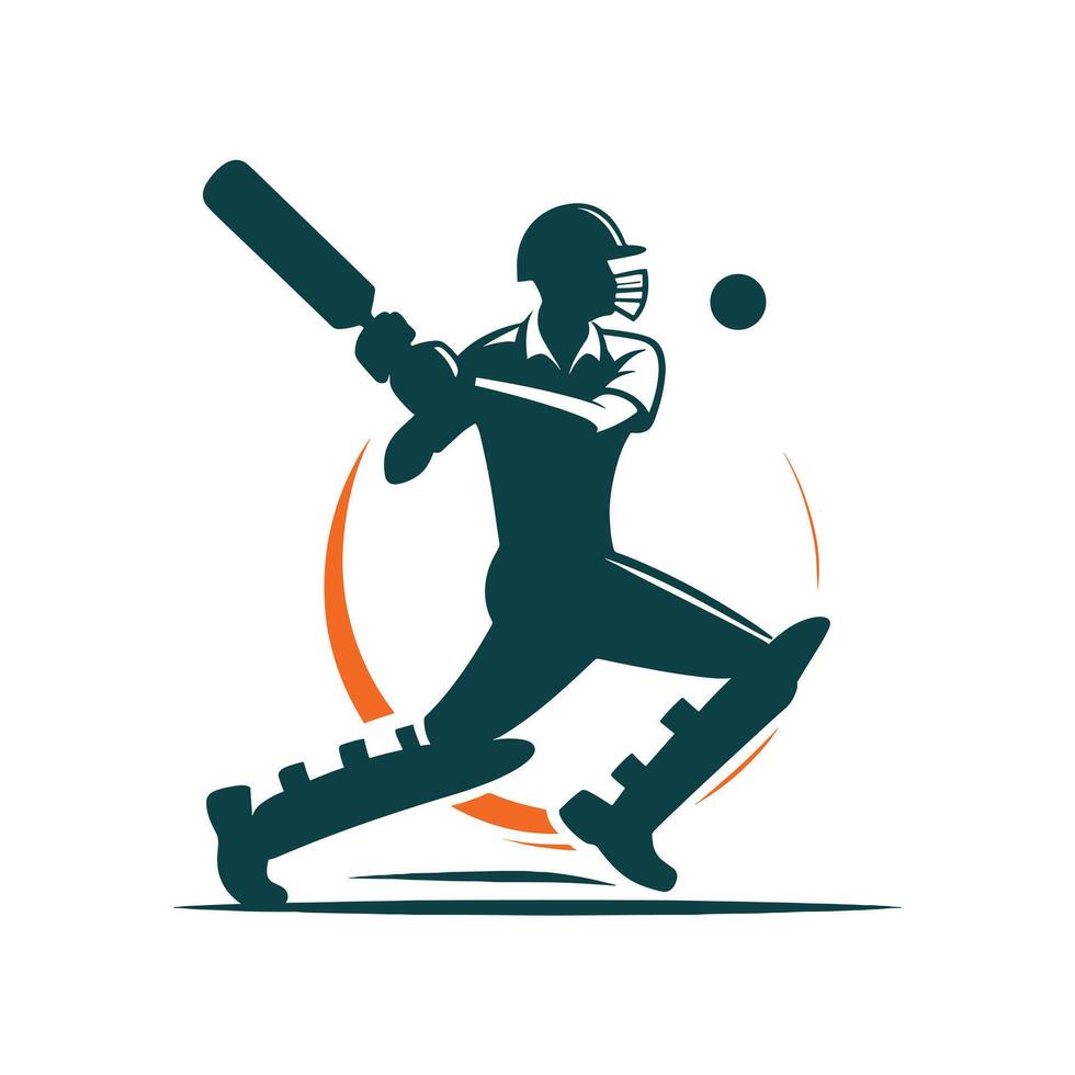 cricket giocatore logo design giocando corto vettore