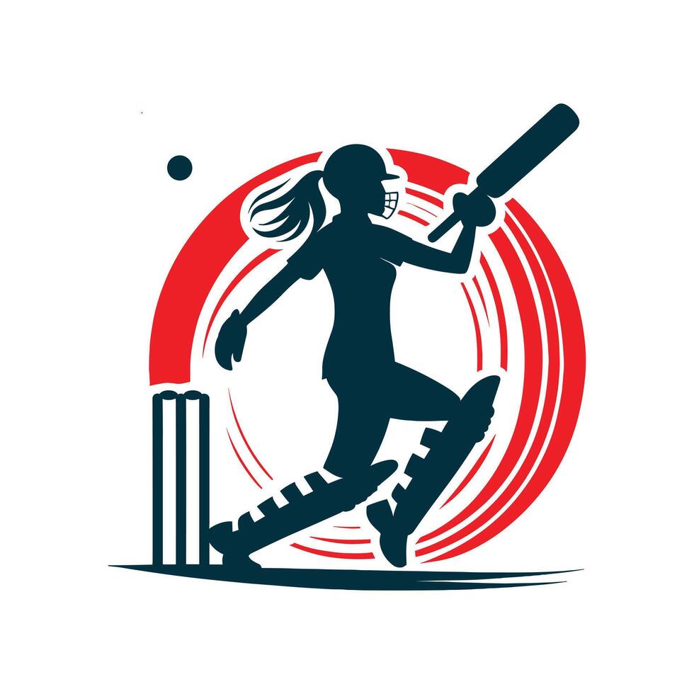 cricket giocatore logo femmina vettore concetto