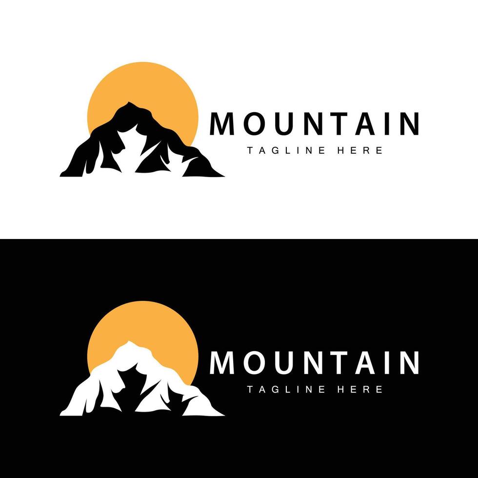 montagna logo semplice design avventura modello silhouette paesaggio semplice moderno stile marca Prodotto attività commerciale vettore