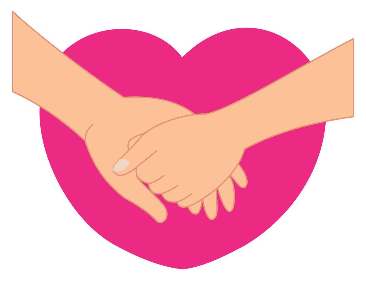 umano mani mostrando amore e romantico relazione cartello o Tenere mani illustrazione vettore