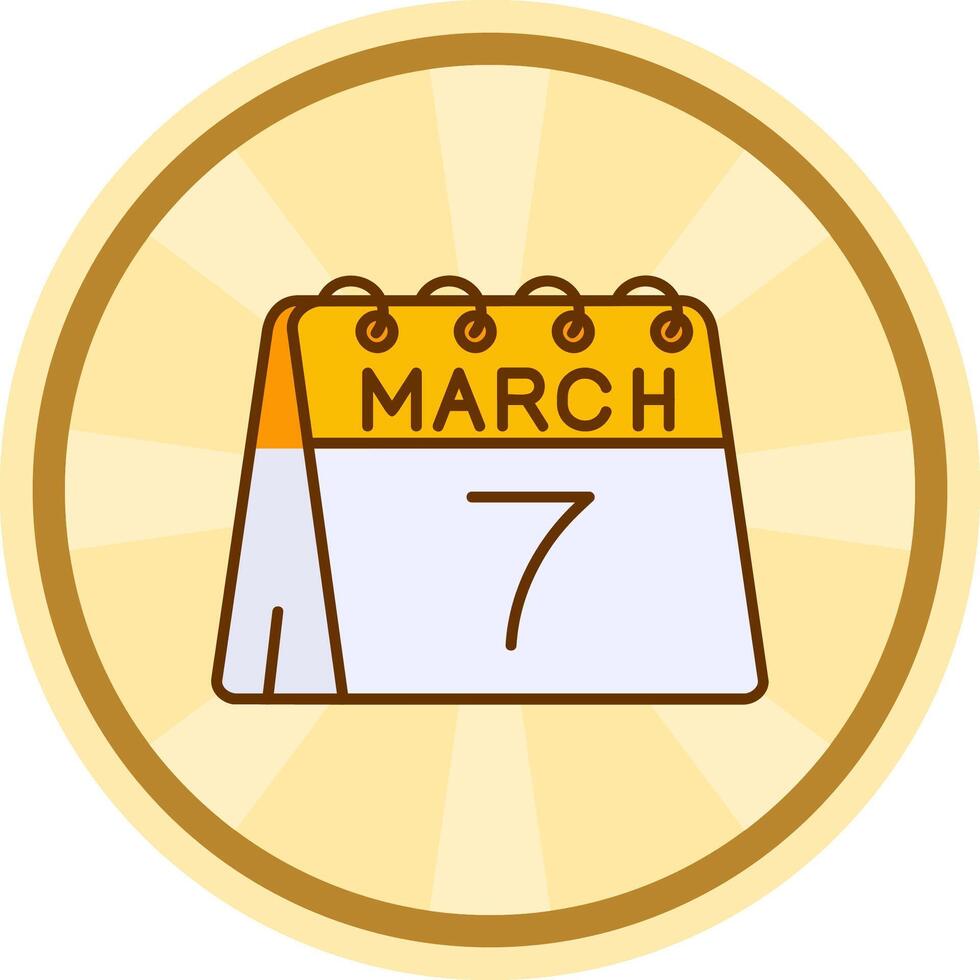 7 ° di marzo comico cerchio icona vettore