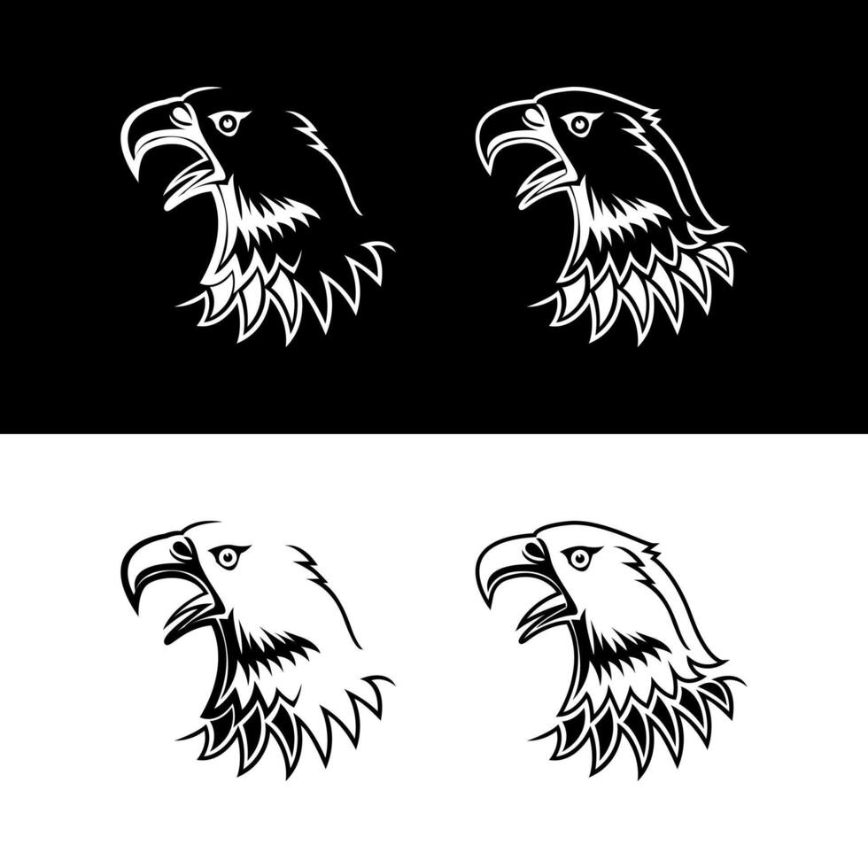 aquila testa falco uccello nel Vintage ▾ silhouette tatuaggio impostato logo design vettore