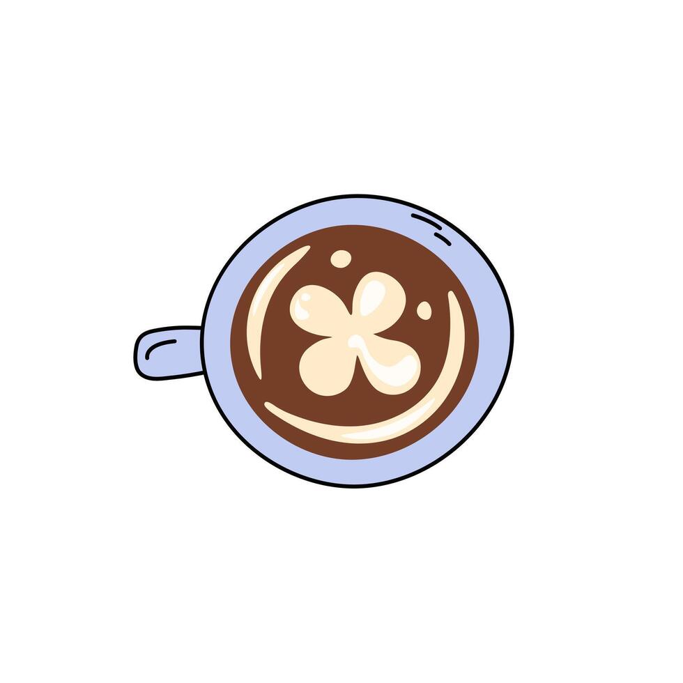 caffè tazza superiore Visualizza scarabocchio vettore illustrazione. carino design elemento. semplice mano disegnato cappuccino caffè con schiuma arte modello