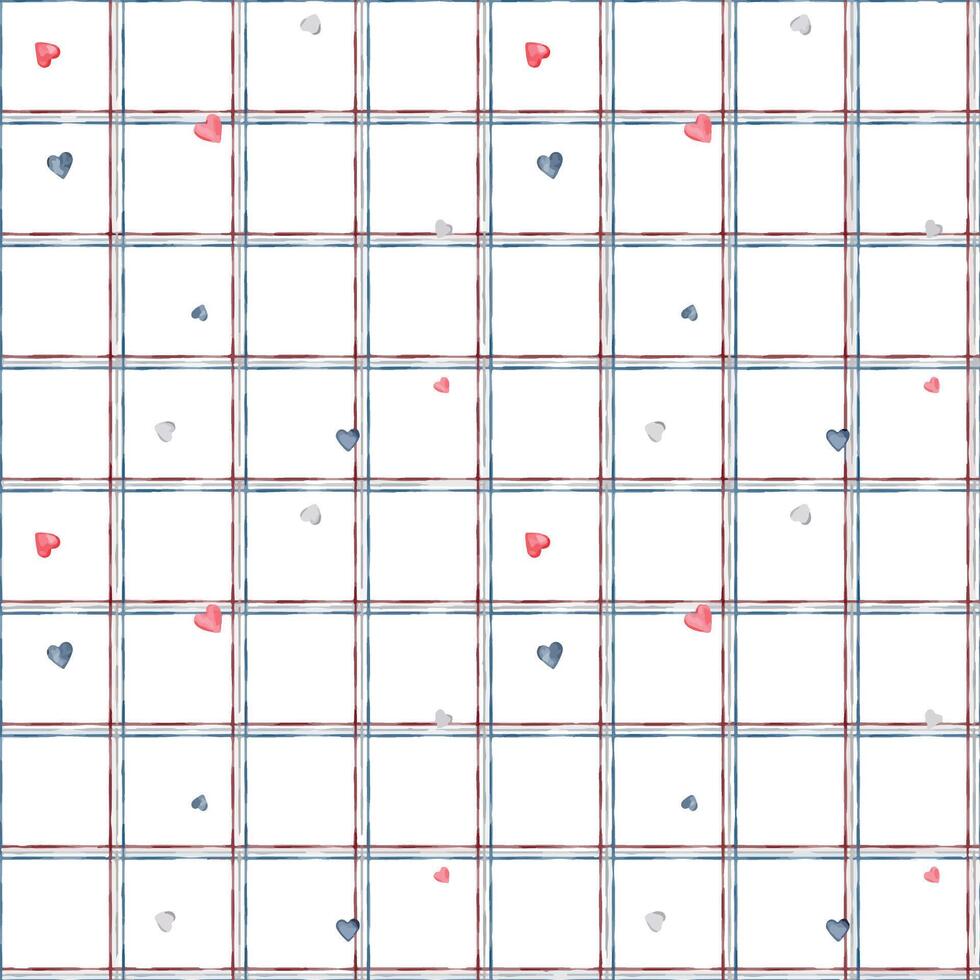 vettore senza soluzione di continuità Linee con cuore modello astratto su isolato sfondo. griglia carta Usato per Appunti o decorazione. francese stile senza soluzione di continuità modello struttura per camicie, plaid, tovaglie, Abiti