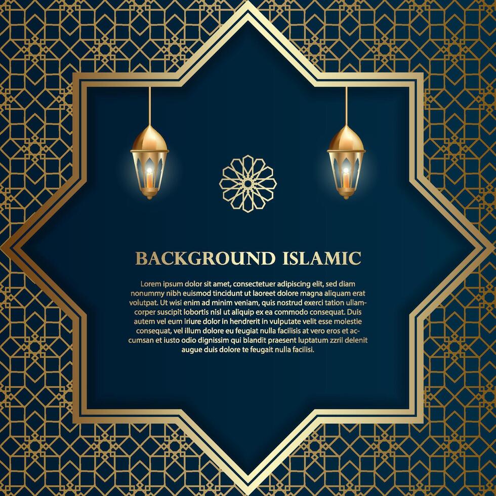 islamico o Arabo sfondo. lusso oro modello colore, buio colore. può essere Usato per celebrazione giorno saluti vettore