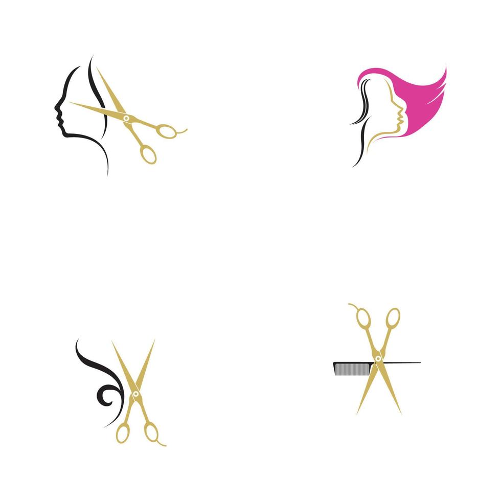 disegno dell'illustrazione di vettore del logo del salone di taglio di capelli di bellezza