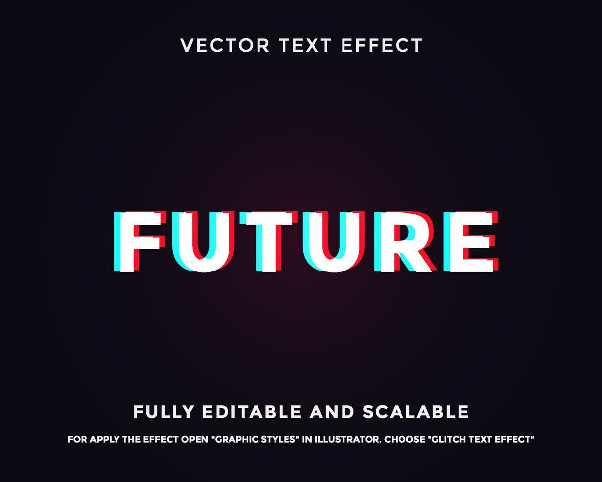 futuro moderno effetto di testo vettoriale glitch modificabile