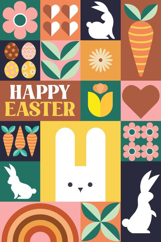 piatto design vettore animale coniglietto contento Pasqua carta disposizione decorazione sfondo sfondo