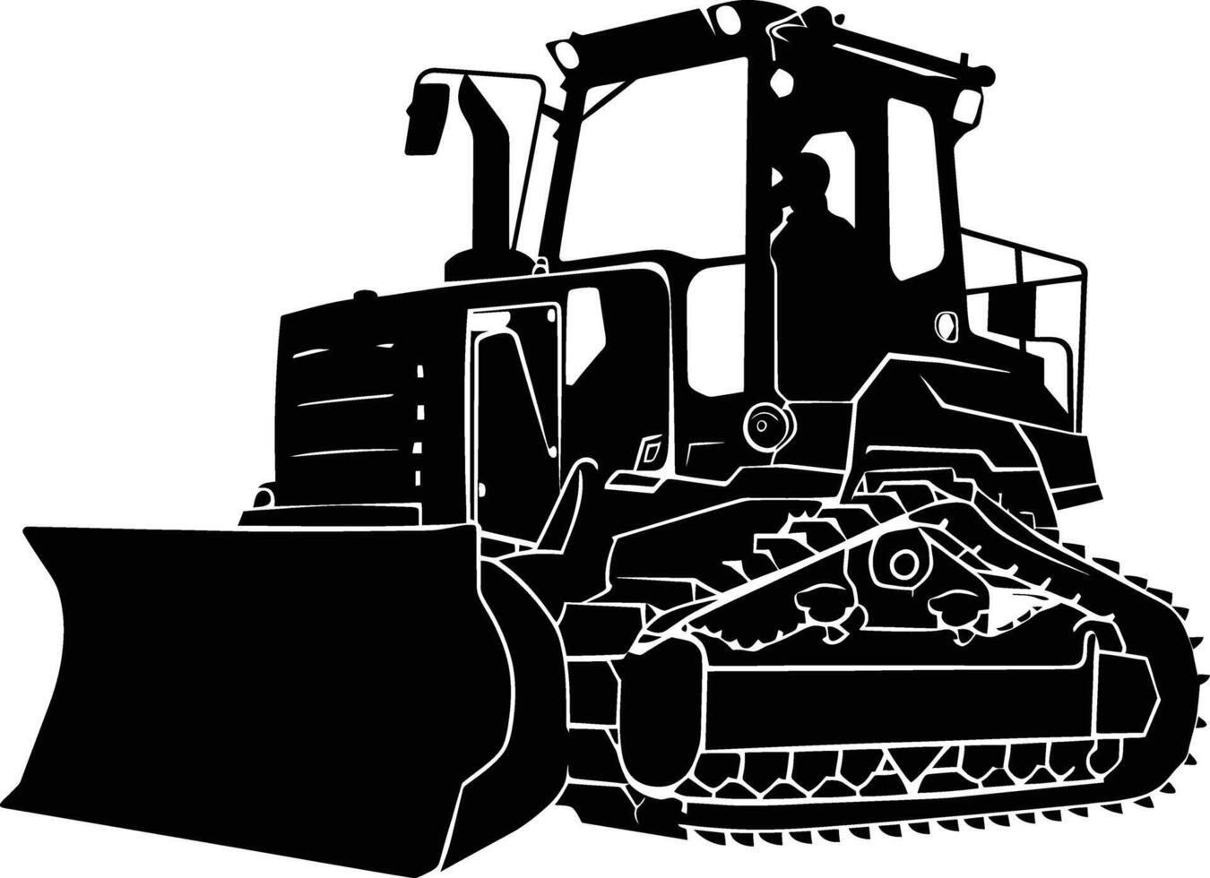 ai generato silhouette bulldozer costruzione pesante macchina attrezzatura nero colore solo vettore