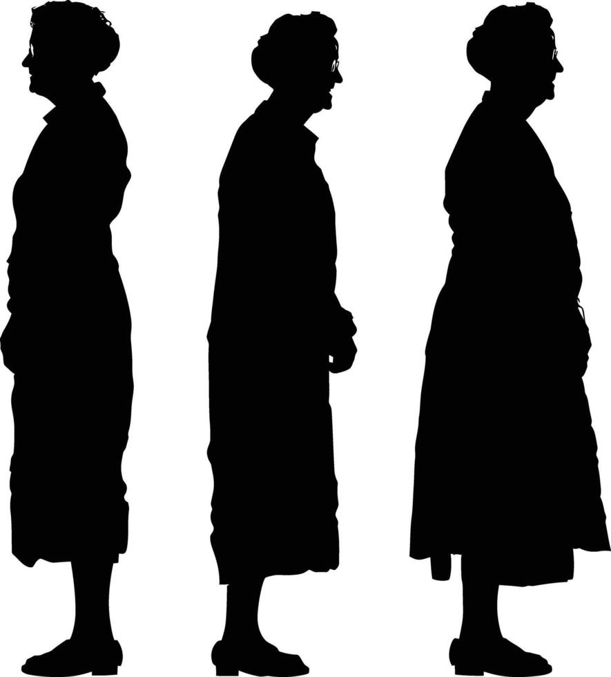 ai generato silhouette il anziano singolo donne nero colore solo vettore