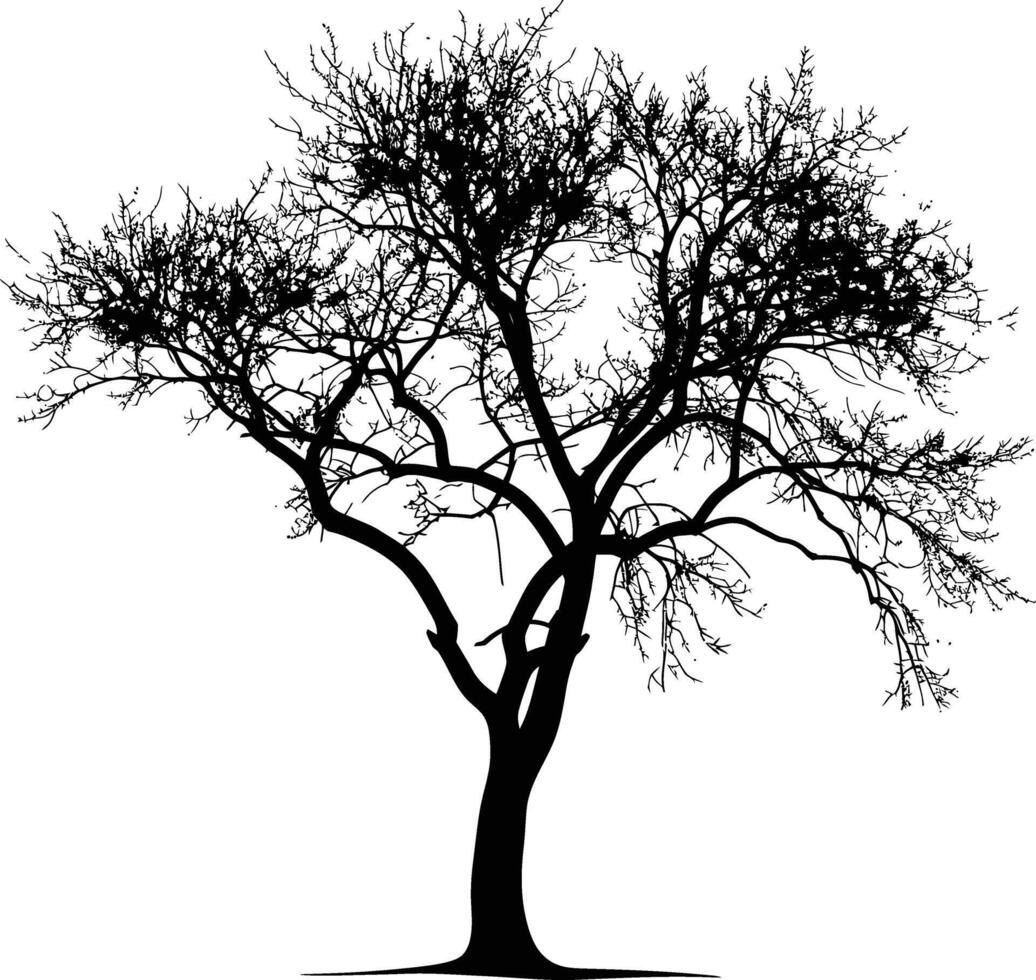 ai generato silhouette albero natura nero colore solo vettore