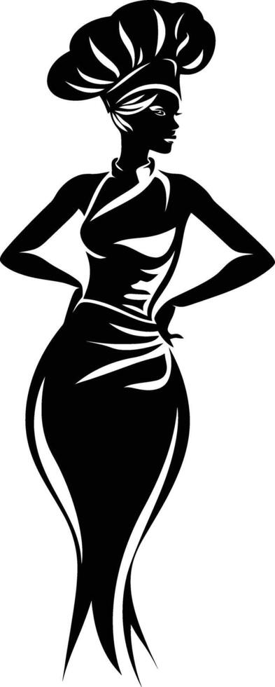 ai generato silhouette donne capocuoco nero colore solo pieno corpo vettore