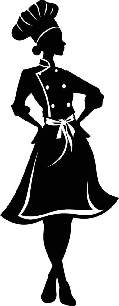 ai generato silhouette donne capocuoco nero colore solo pieno corpo vettore