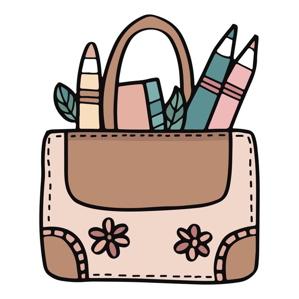 carino Borsa astratto arte boho asilo elemento. scarabocchio ragazzo mano disegnato stile. vettore