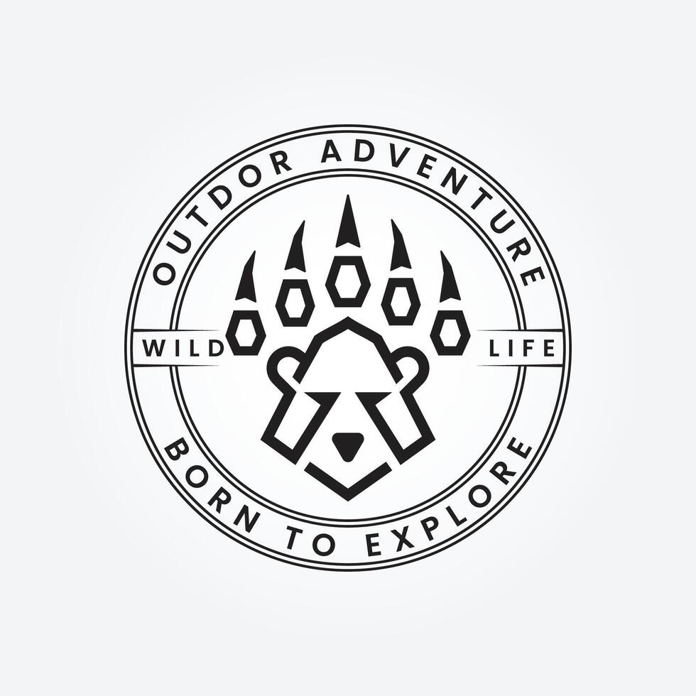 predatore impronta avventura esplorare logo illustrazione vettoriale design distintivo emblema vintage semplice