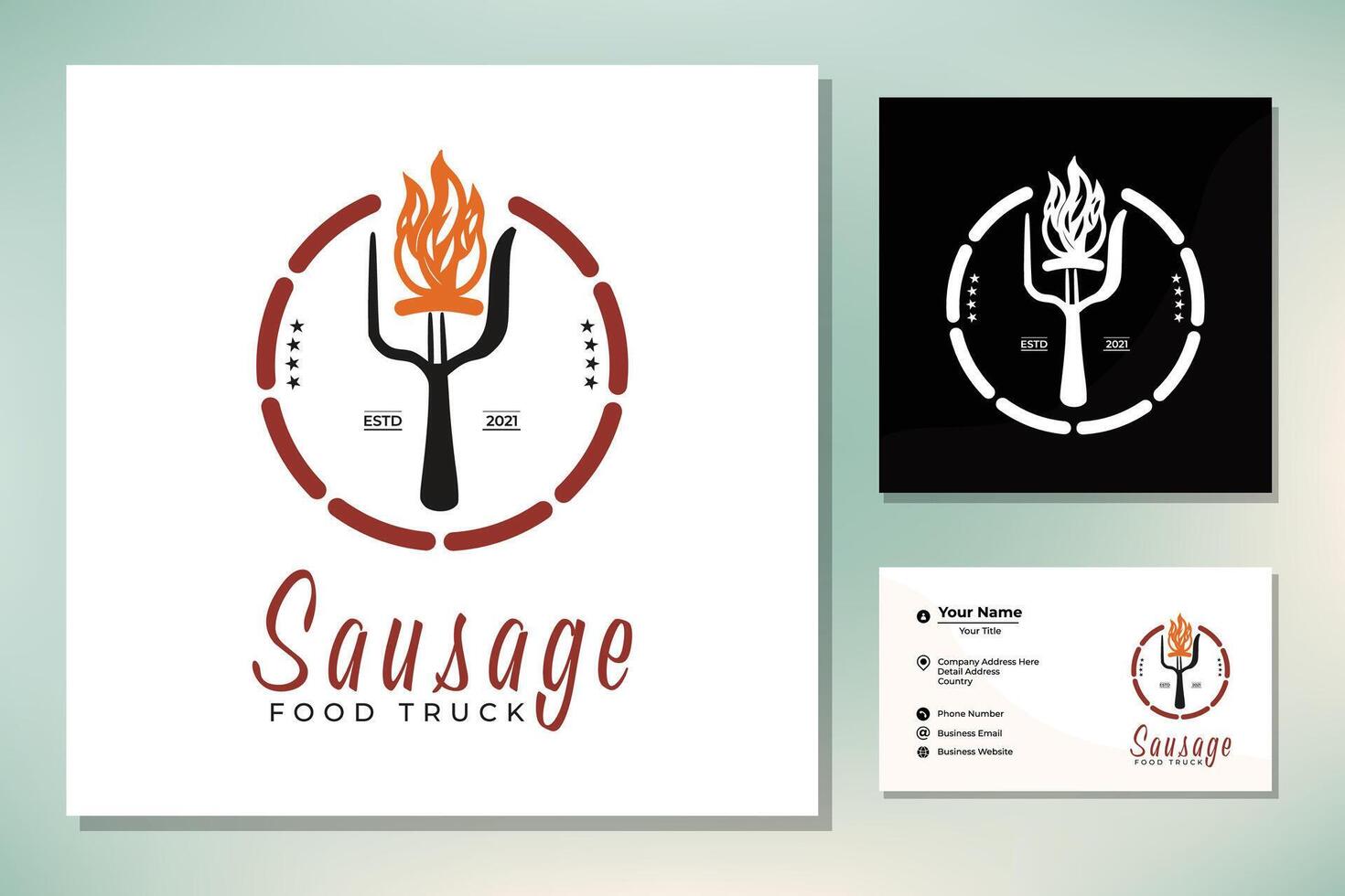 fuoco fiamma grigliato salsiccia carne bbq barbecue Vintage ▾ retrò etichetta logo design vettore