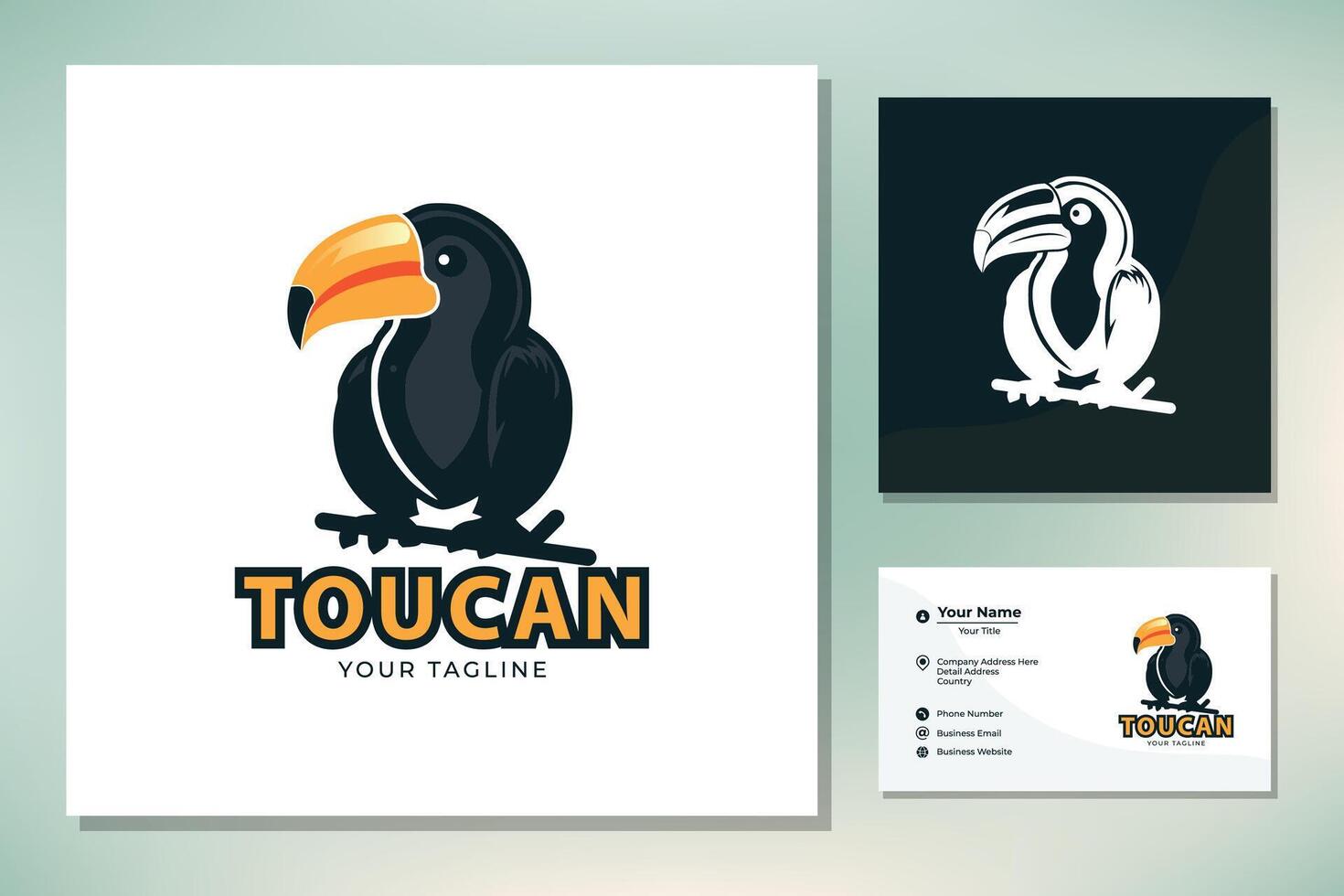 tucano uccello portafortuna logo design vettore