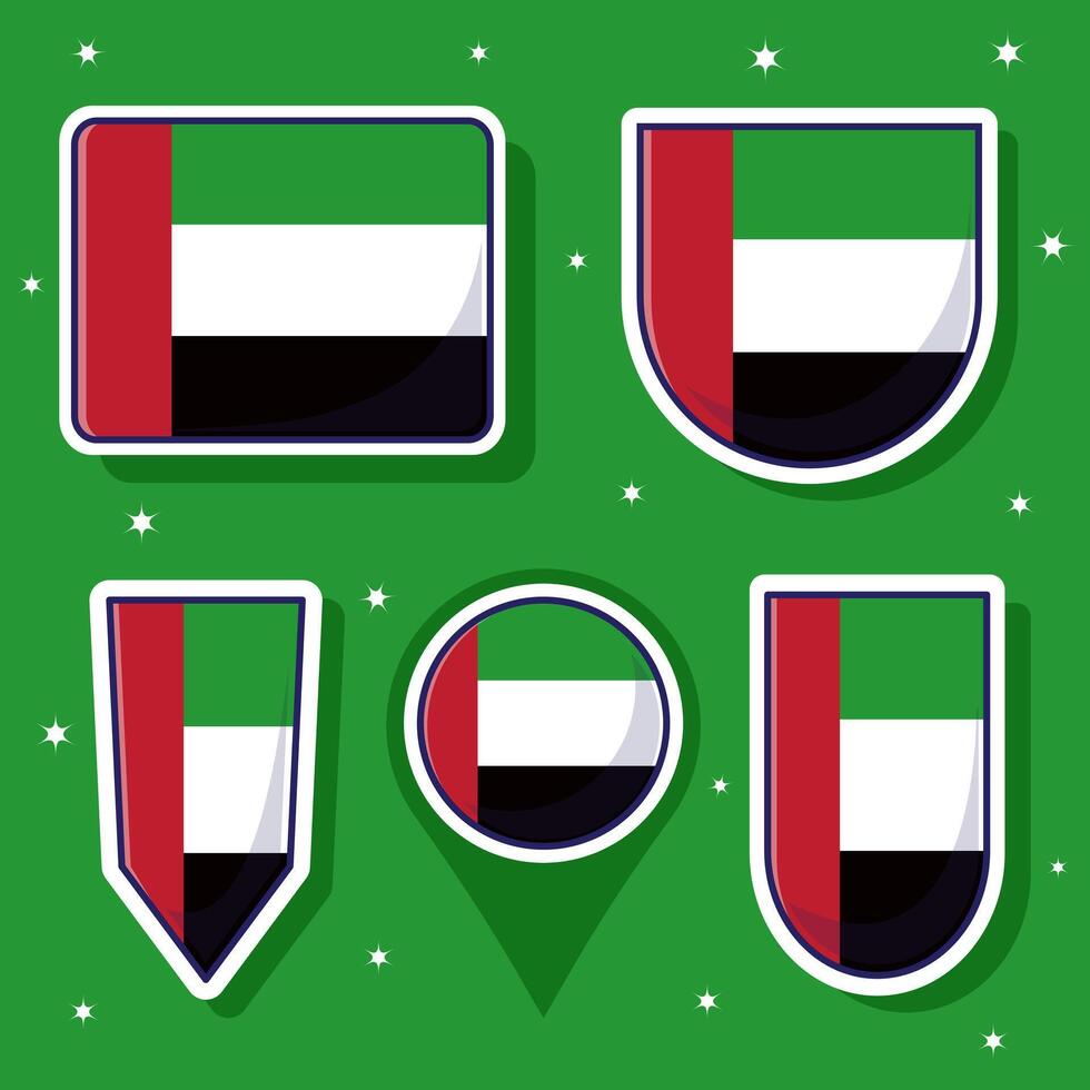 unito arabo Emirates nazionale bandiera cartone animato vettore illustrazione icona portafortuna fascio confezioni