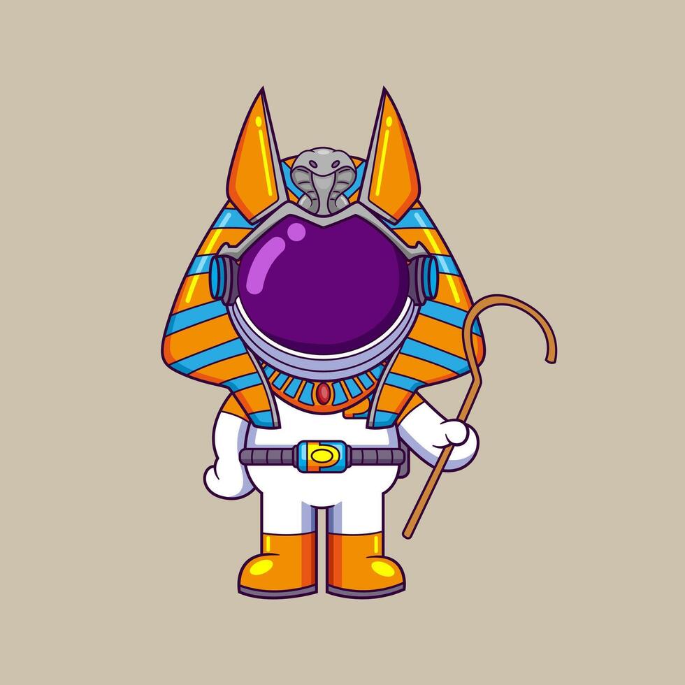 astronauta indossare egiziano Faraone costume vettore